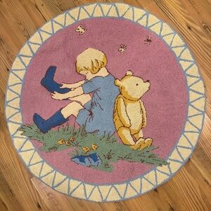 Winnie the Pooh Couristan Hooked Wool Rug Disney Round Vintage 1996 Christopher